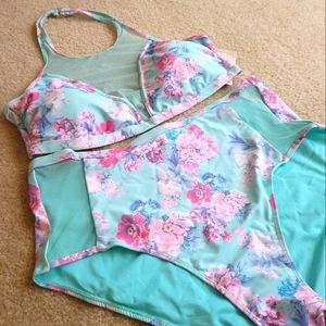Floral High Waisted bikini plus size